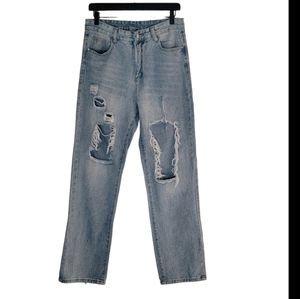 SHEIN | high waisted  high rise cut up distressed jeans Medium